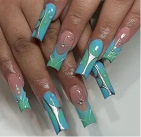 A delicate green manicure designed with a smooth glossy finish for a feminine, graceful, and romantic appearance.